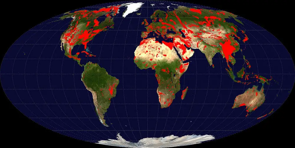 Map showing the global karst formations